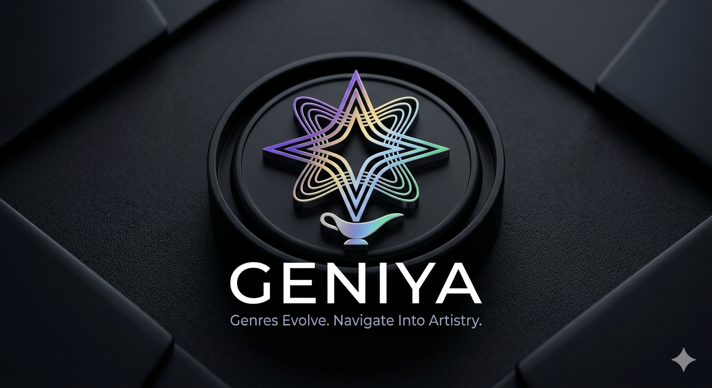 Official GENIYA star-and-genie-lamp logo — Genres Evolve. Navigate Into Artistry.